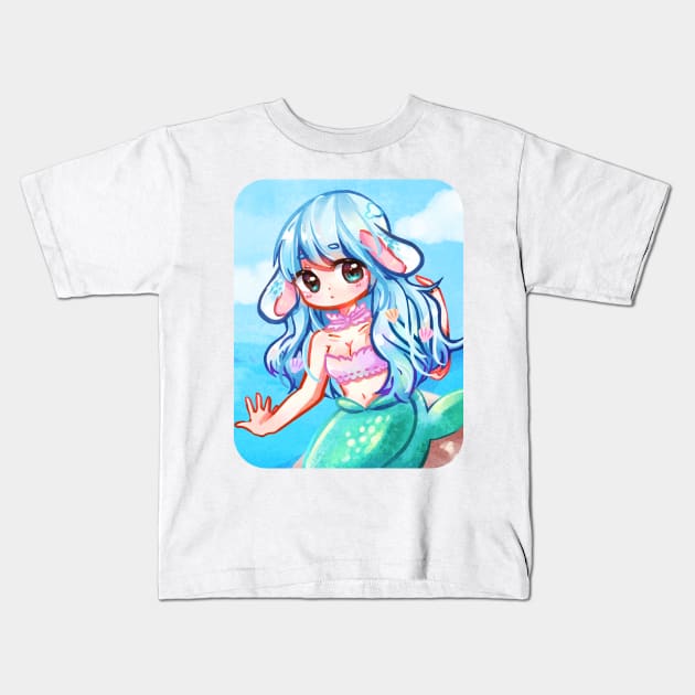 bunny mermaid ocean sea kawaii anime girl Kids T-Shirt by mushopea